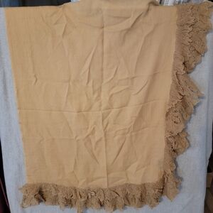 Elegant Tan Lace Trim Scarf